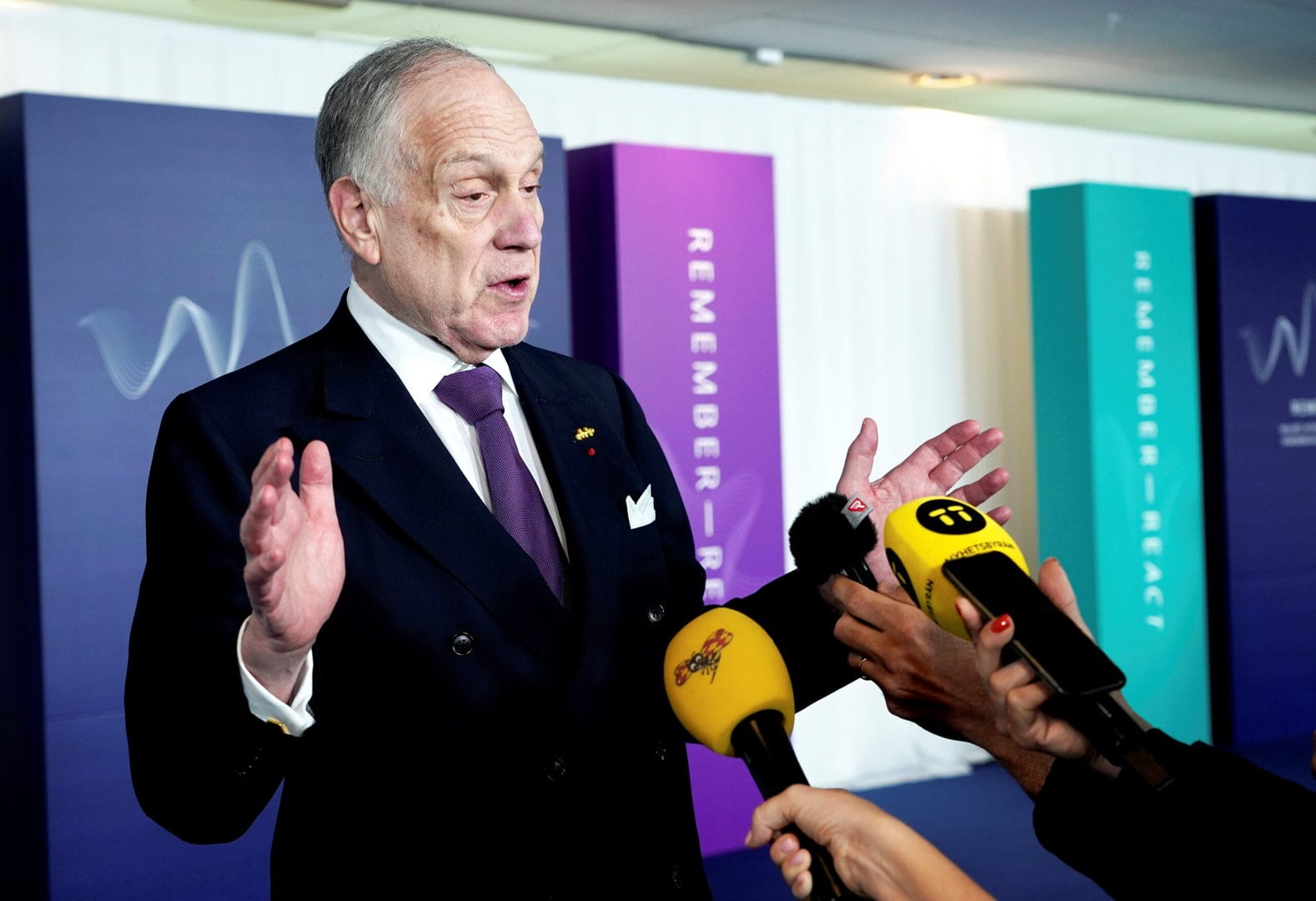 World Jewish Congress President Ronald S. Lauder speaks to members of the media at the Malmo International Forum on Holocaust Remembrance and Combating Antisemitism in Malmo, Sweden, October 13, 2021. Jonas Ekstromer/TT News Agency/via REUTERS      ATTENTION EDITORS - THIS IMAGE WAS PROVIDED BY A THIRD PARTY. SWEDEN OUT. NO COMMERCIAL OR EDITORIAL SALES IN SWEDEN. - RC2W8Q9V1FKG